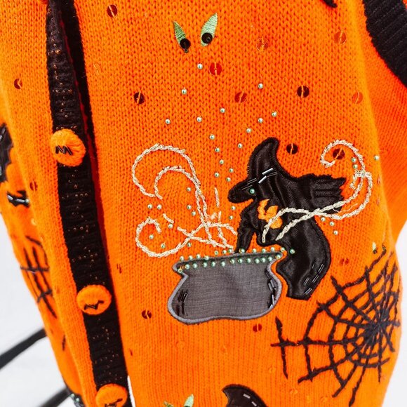 Novelty Plus Size Halloween Knit Button Up Cardigan - 1X - Picture 4 of 9